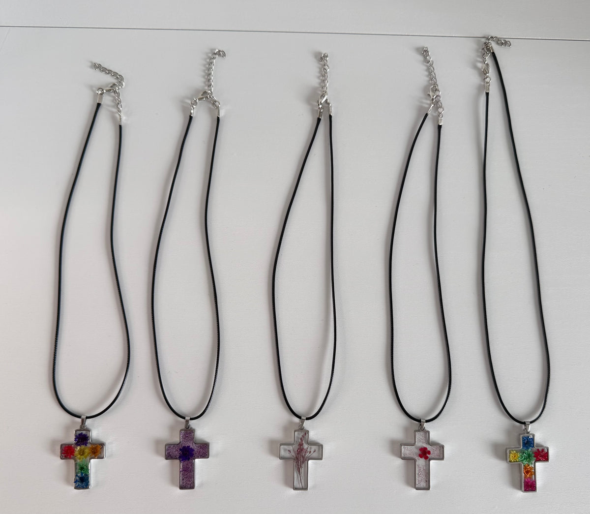 Floral Cross Pendant Necklaces