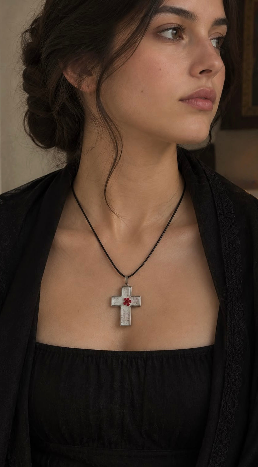 Floral Cross Pendant Necklaces